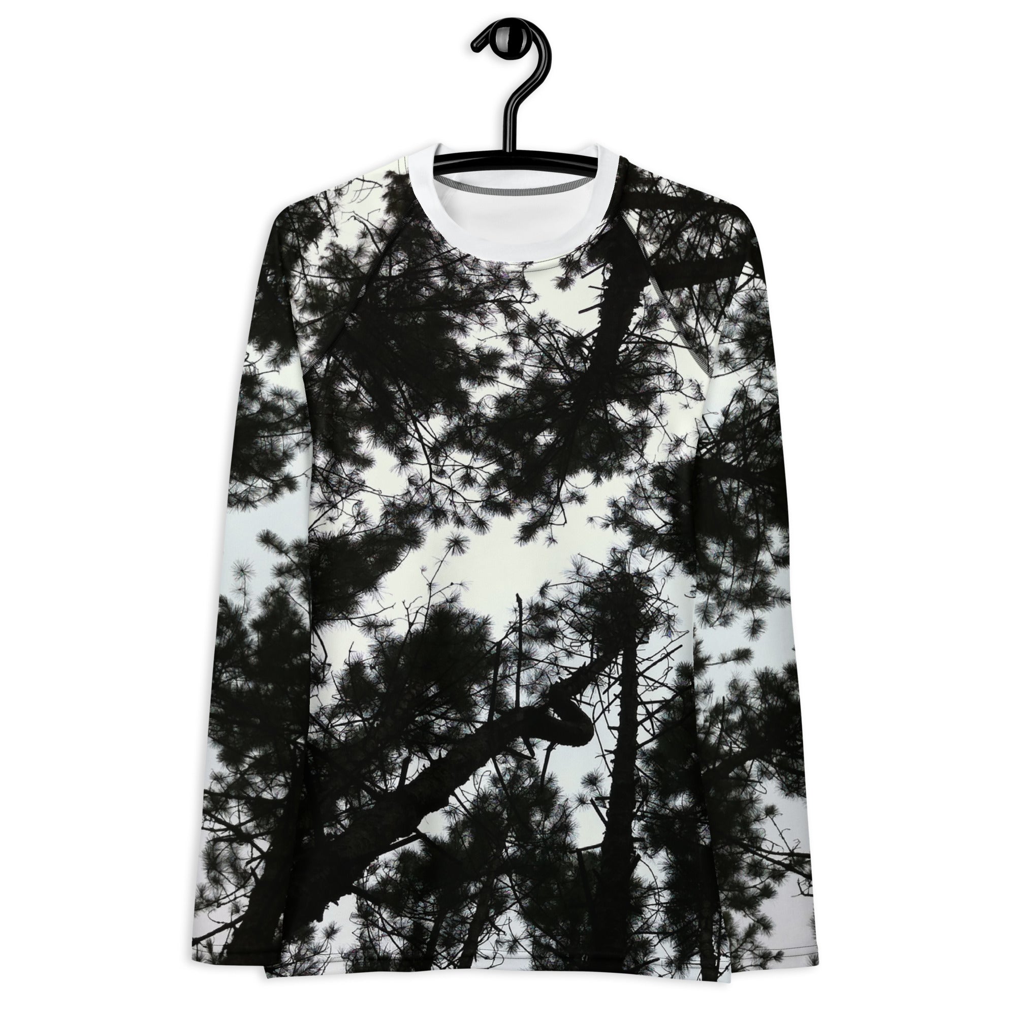 Black & White Runners Activewear Top. Alpine Air- Long Sleeved Rashguard Top. Women's Fitness Wear WickedYo.